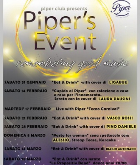 Piper Club Aversa presenta "Piper's Events" - Il calendario completo delle serate
